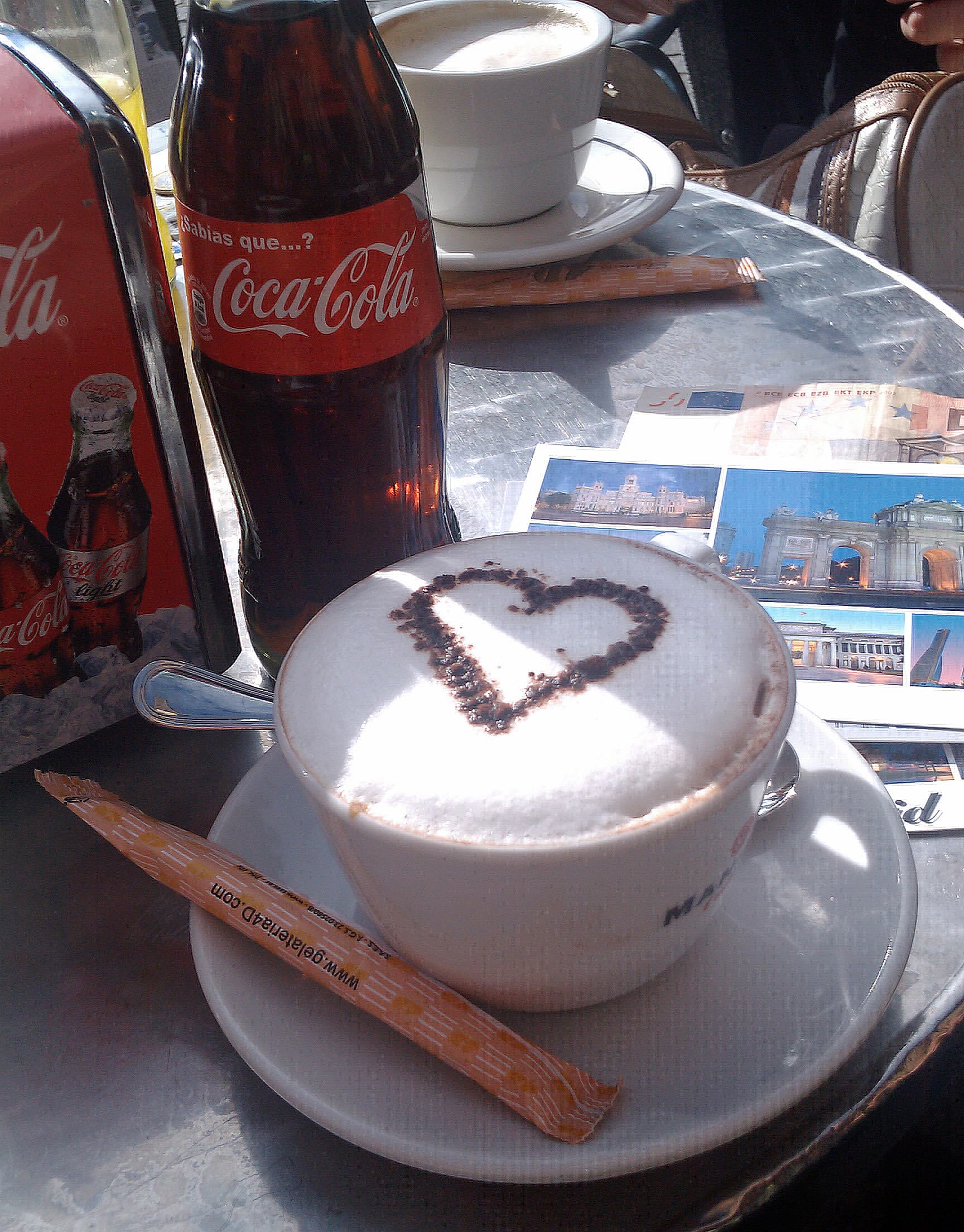 A cup of coffee on a cafe table